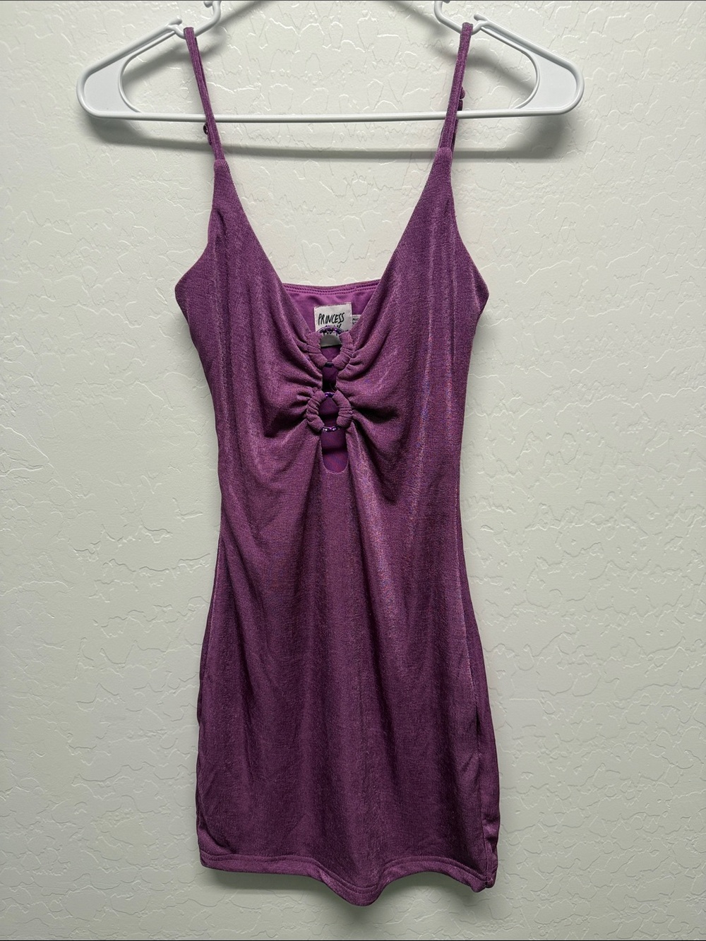 Princess Polly Plum Ring-Front Spaghetti Strap Mini Dress